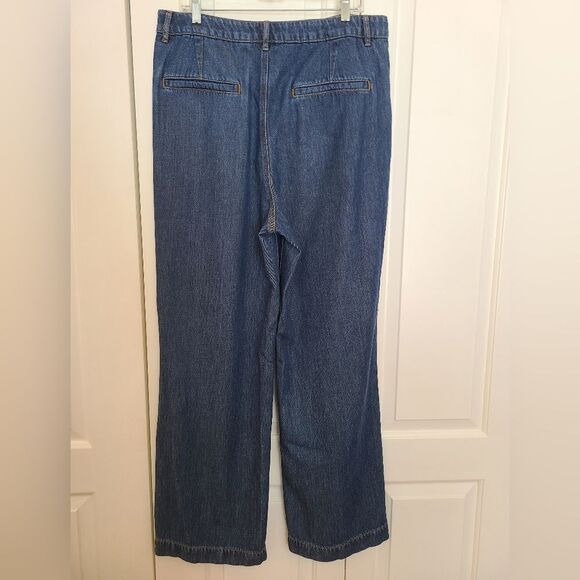 Loft High Rise Palazzo Jeans in Dark Rinse Size 32 - Picture 6 of 14